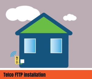 Illustration of basic telco FTTP installation at lead-in conduit position